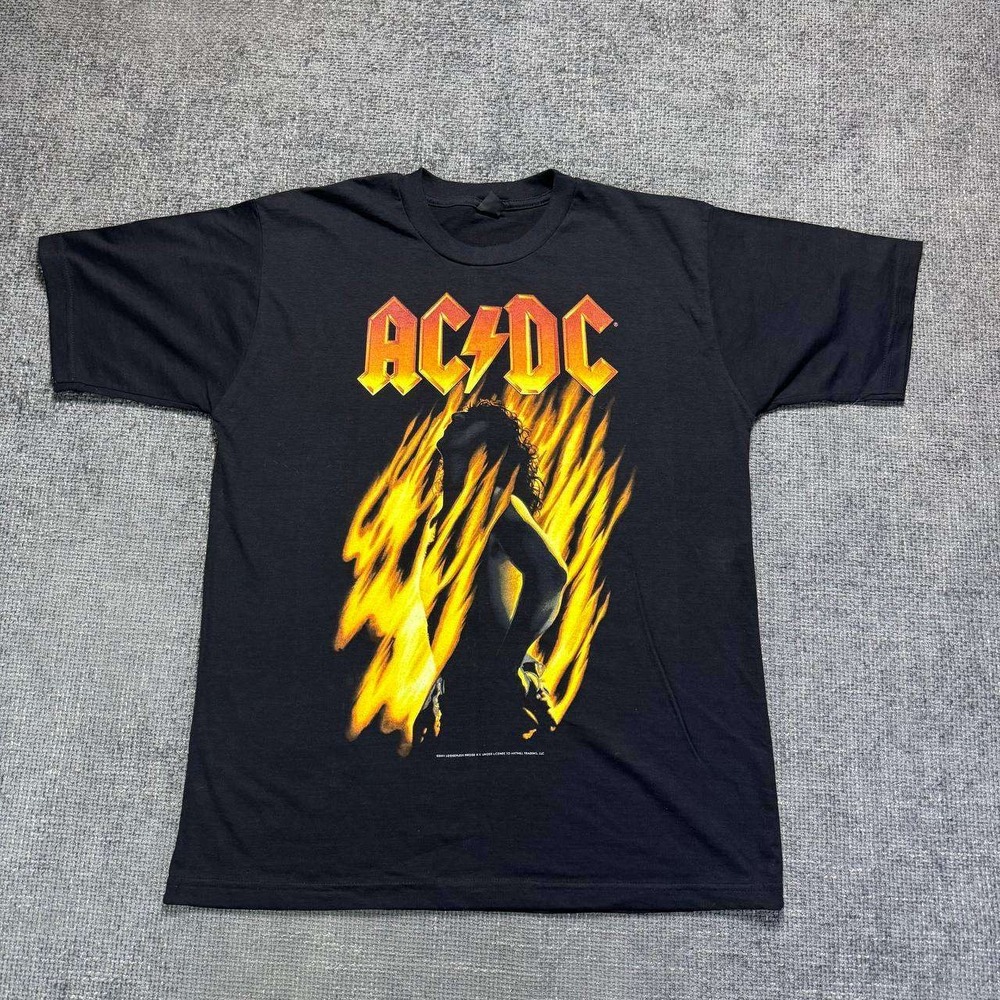 AC/DC Graphic T-Shirt Mens Large Black 2001 Reprint Stiff Upper Lip Band